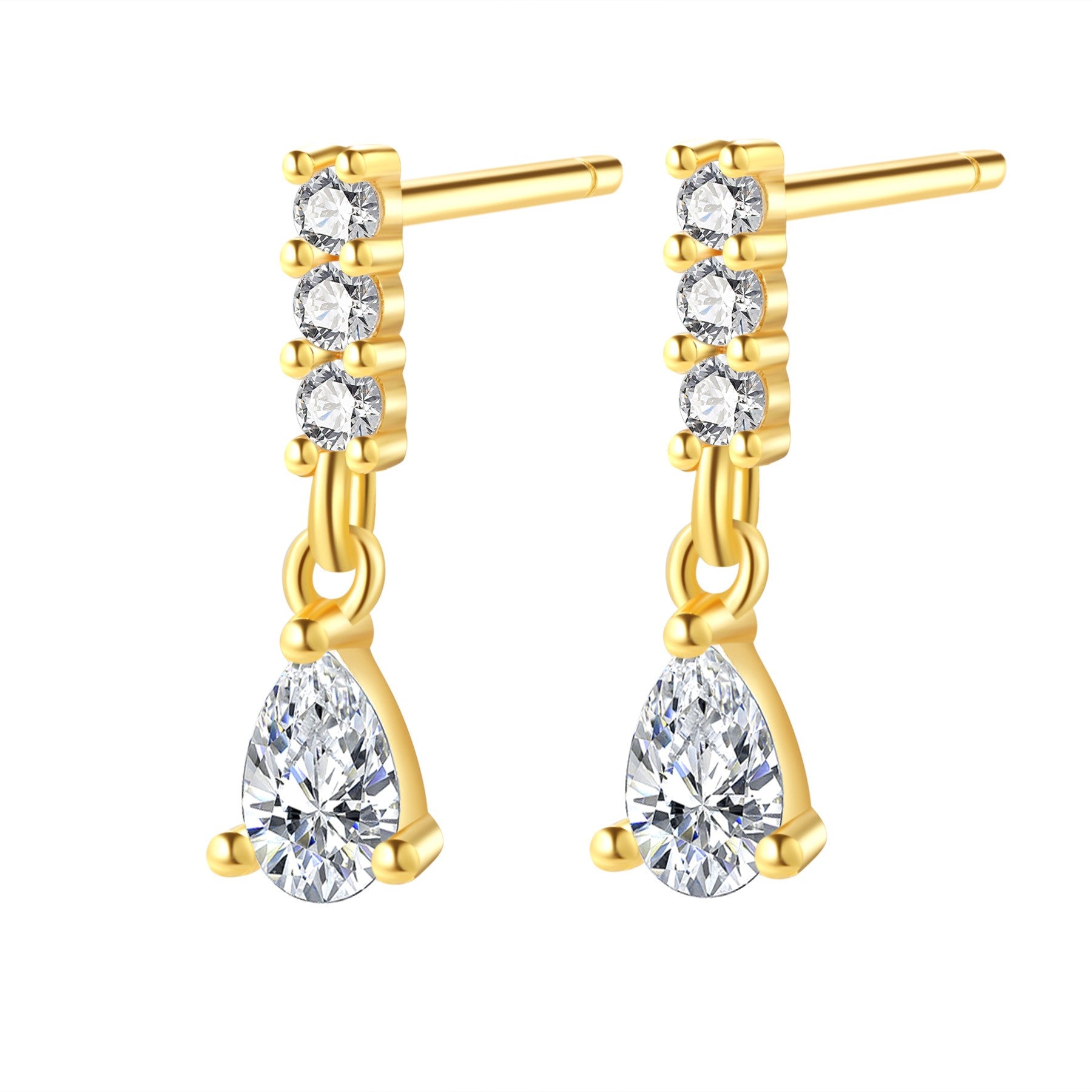 Pendientes Botón Gema Barra y Gota Plata de Ley 925